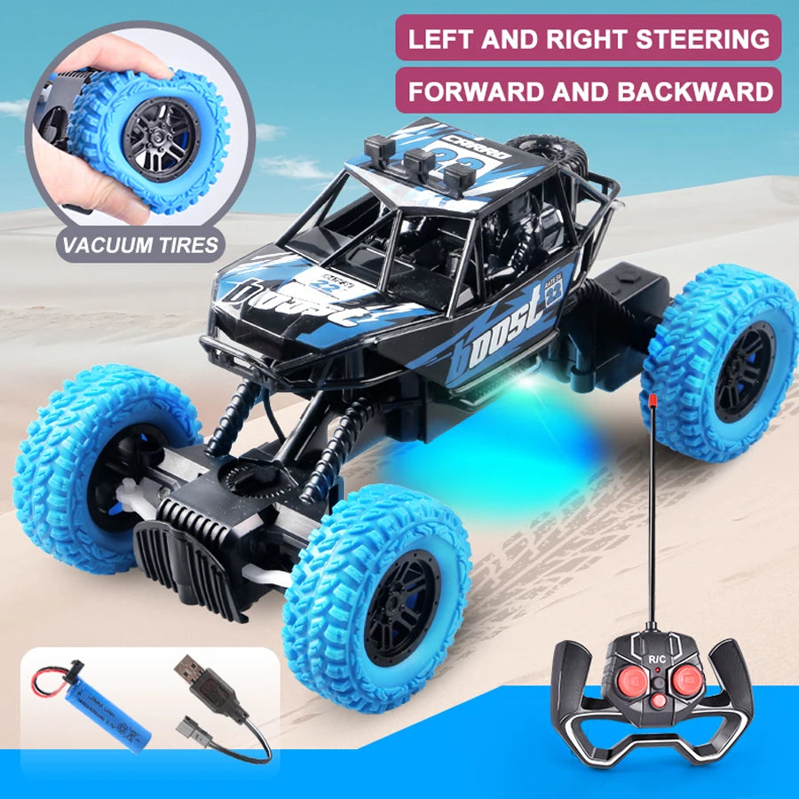 All-Terrain Remote Controlled RC Car Toy for Kids Expert Level Featuring Flashing Lights and Rubber Wheels Gift