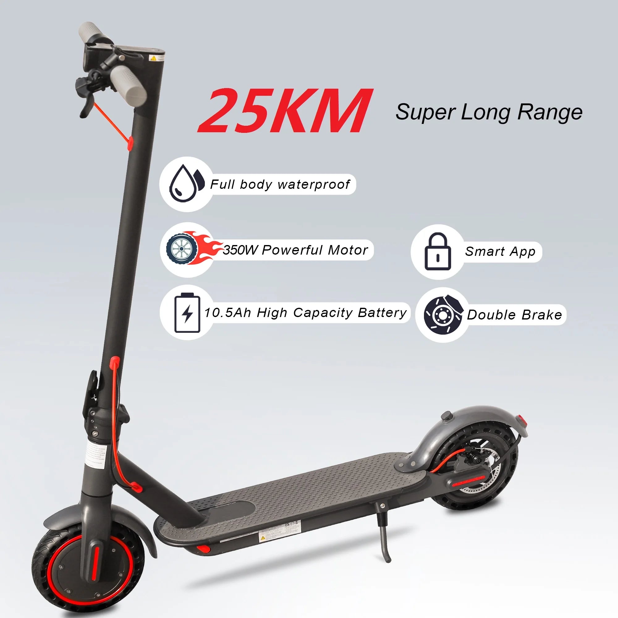 EU UK 350W Foldable Electric Kick Scooter 8.5 Inch Aluminum Alloy Tire 10.5Ah Battery Brushless Motor Max Load Electric Scooter