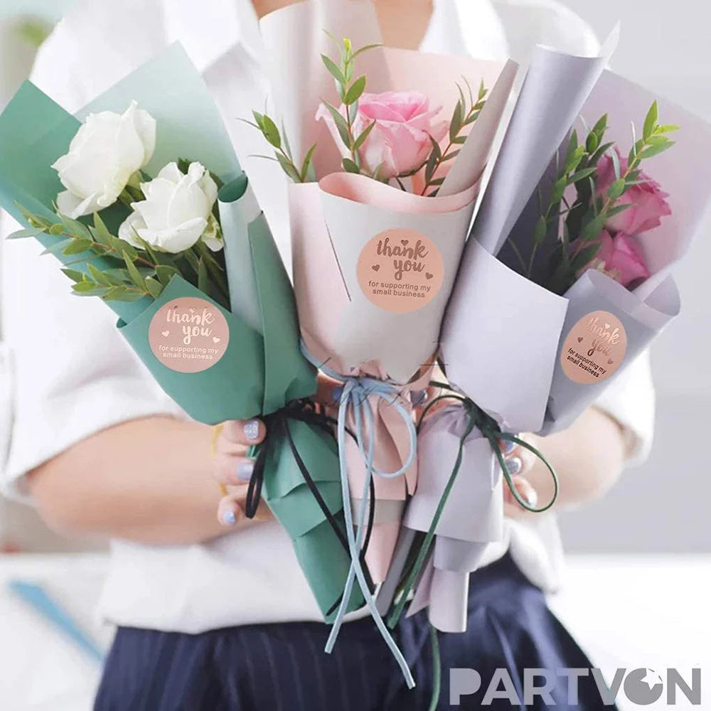 100-500pcs Thank You for Supporting My Small Business Stickers Thank You Stickers Labels Seals Kraft Pink Black Labels For Shop