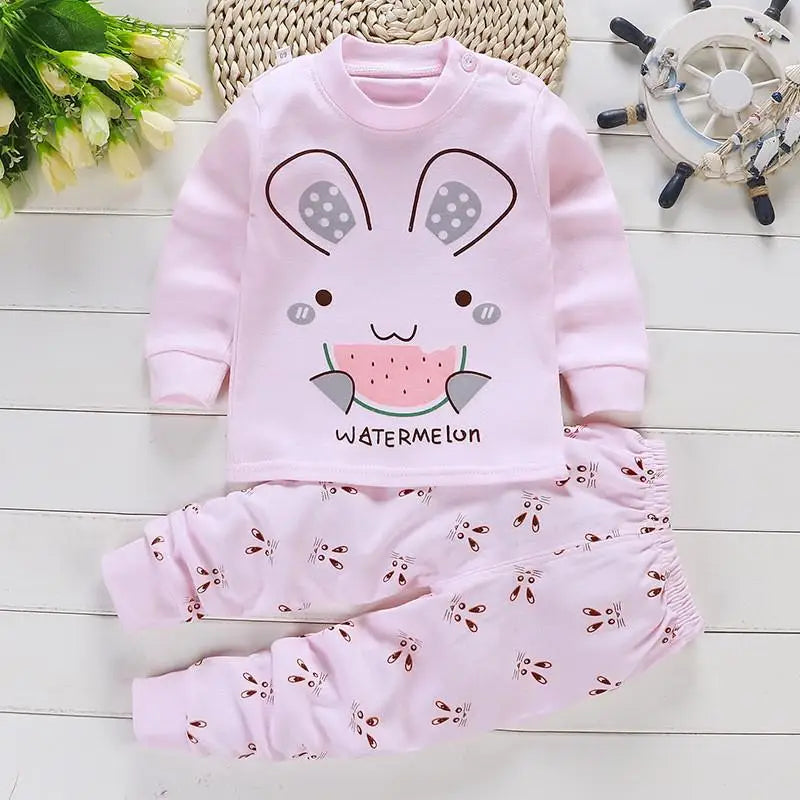 Fall Baby Unisex Clothes 2021 New Children Pure Cotton Underwear Set Printed Cartoon Baby Outfits Leisure Wear Infantil Suits