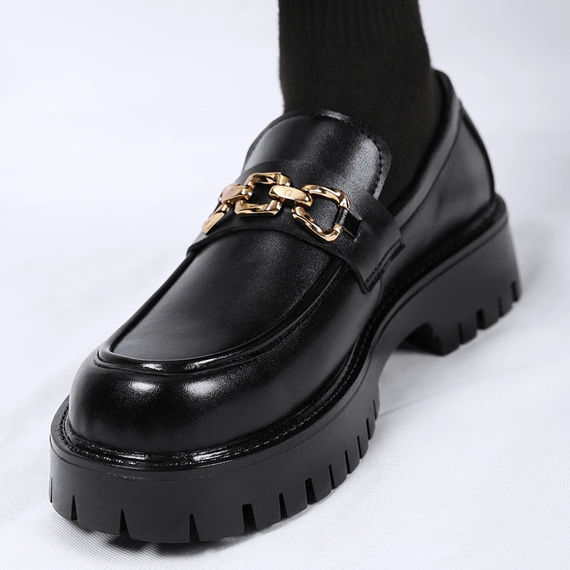 Thick Sole Working Shoes Black Color Anti-Slippery Comfortable Loafers Formal Dress Shoes for Men