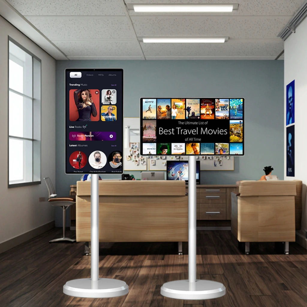 21.5 Inch 4+64GB OLED TV Mini Smart Android Televisor on Wheels Movable Charging Built-In Battery Interactive LED Portable  TV