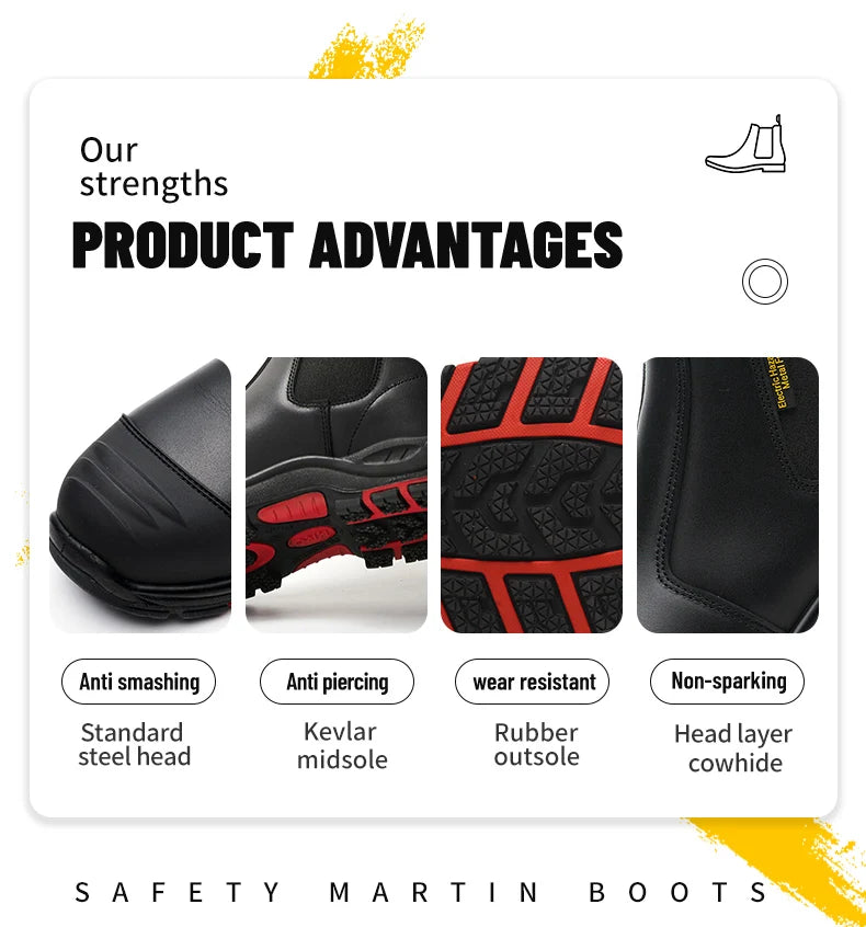 Men's High Quality Genuine Leather Working Shoes PU Mesh Insole Waterproof Safety Features for Spring Summer Winter Autumn