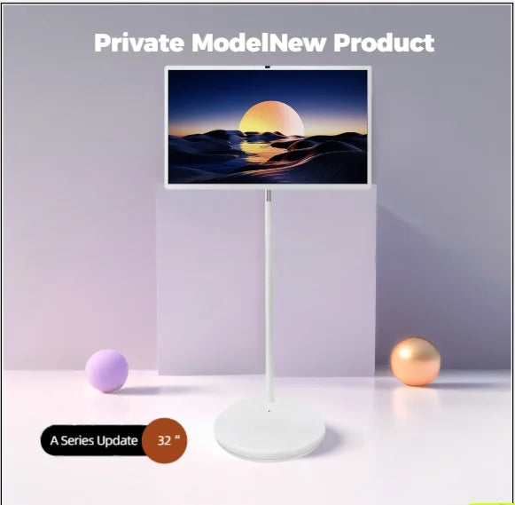 32-Inch LCD Smart Android 13 TV with LED Screen White Cabinet Portable 10-point Touch 13MP Camera HD Resolution