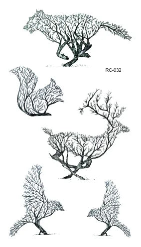 Waterproof 100 Different Cat Dog Deer Tattoo Designs for Women Men Body Art Colorful Black Fake Arm Hands Animal Tattoo Stickers