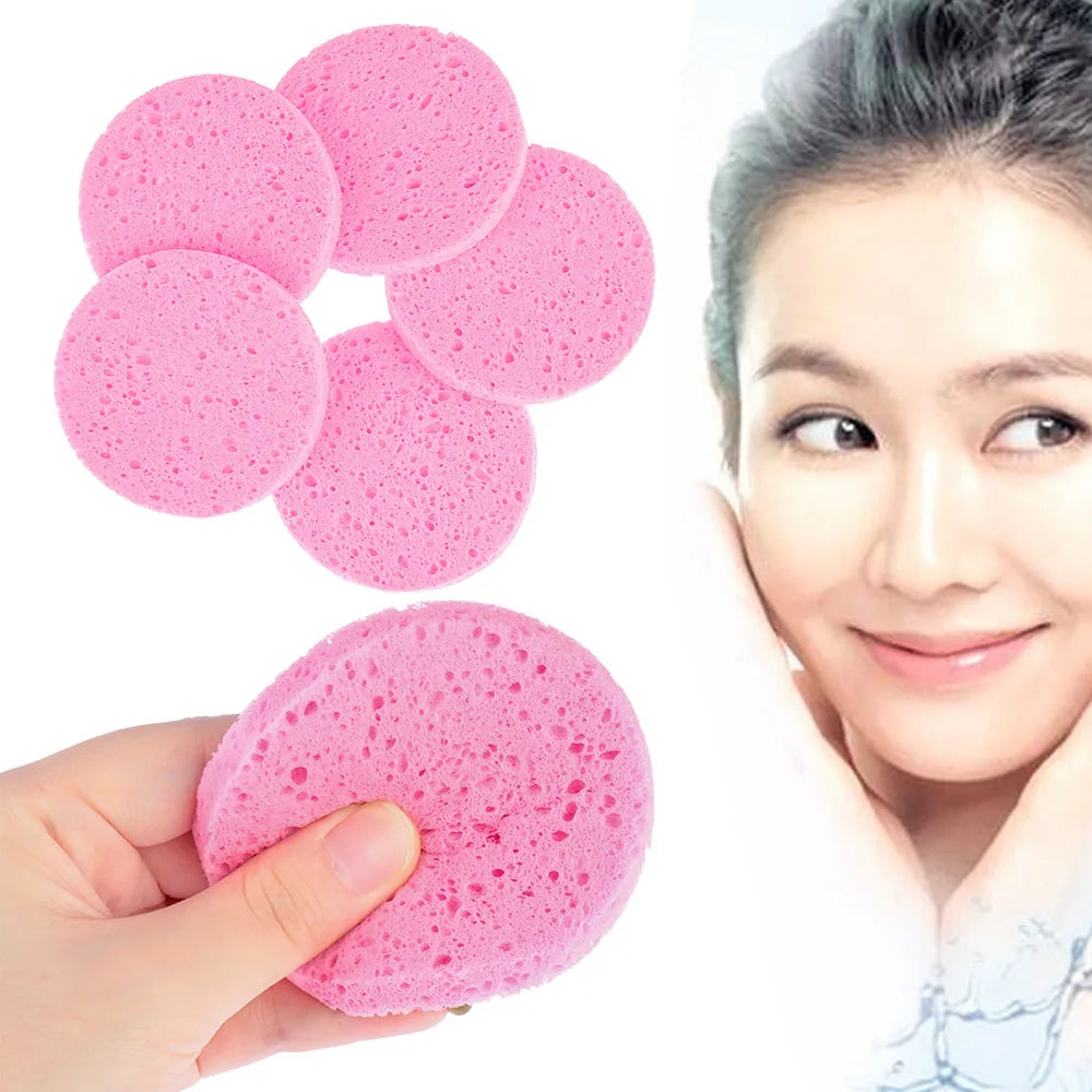 5Pcs Cleansing Sponge Cellulose Compress Puff Wood Pulp Exfoliator Soft Face Wash Pad Cleanup Skin Care Makeup Tool 6/7/8/9/10cm