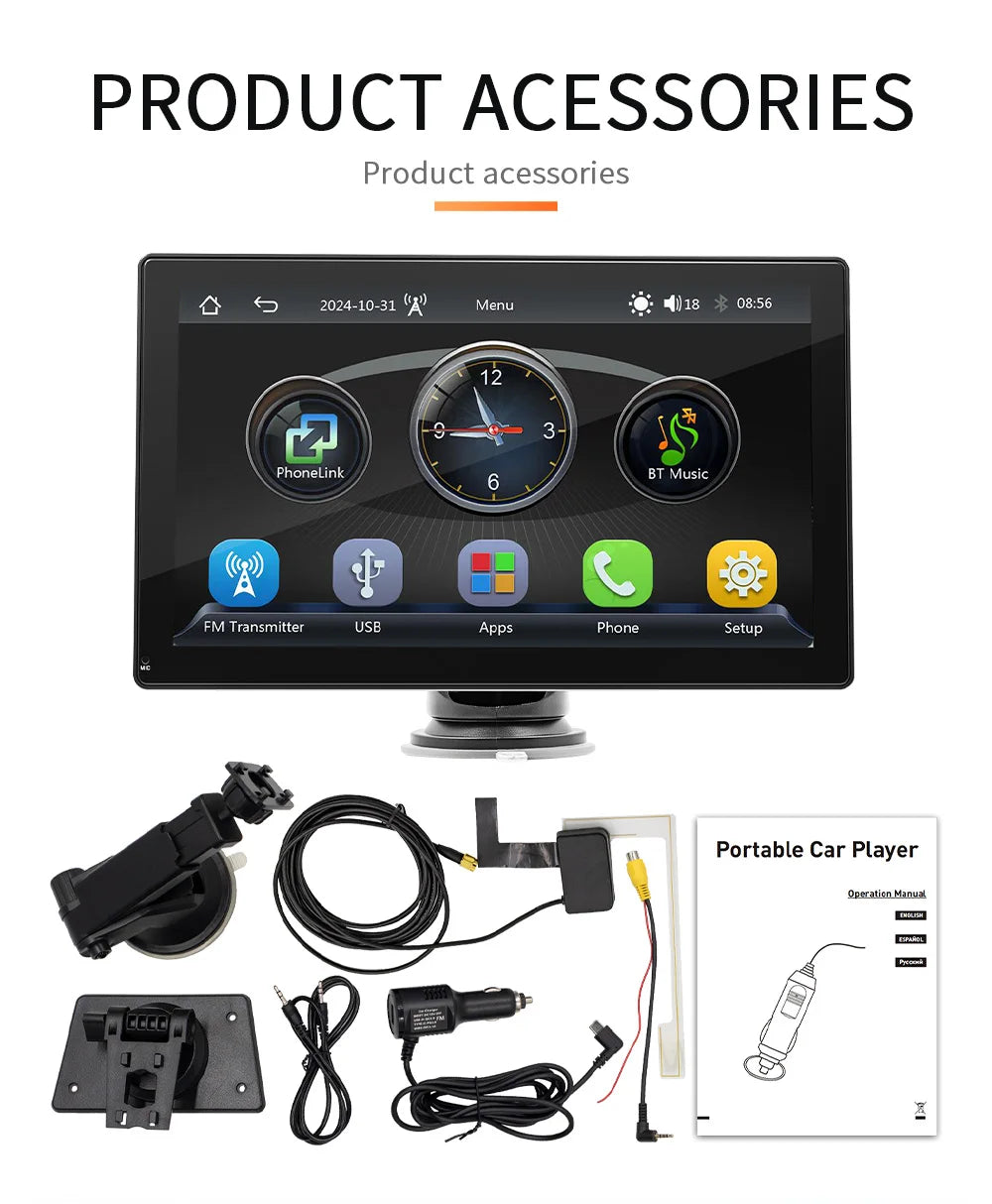 BQCC 9" IPS Carplay Dashboard Monitor with GPS DVR Camera Vehicle Stereo BT/AUX/DAB+ Car Stereo Touch Control Review Car Screen