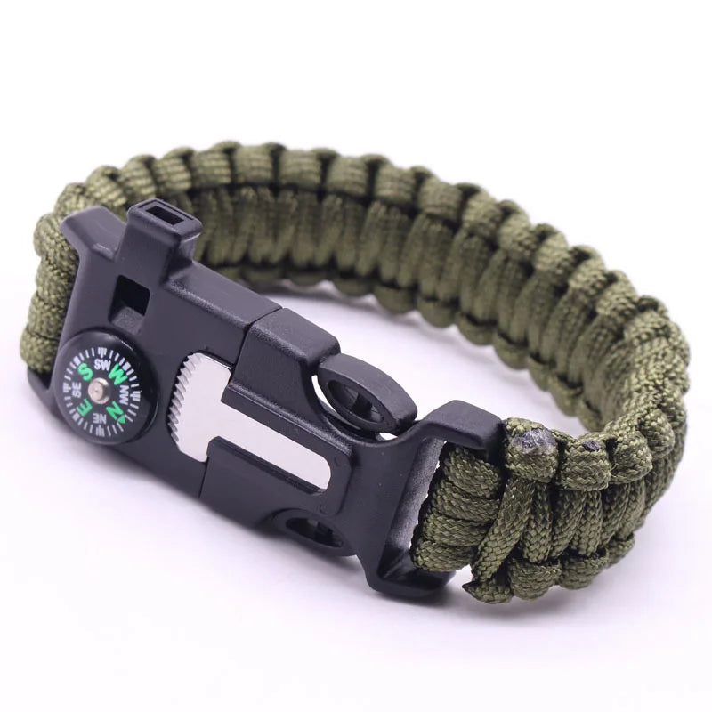 Umbrella Rope Bracelet Life-saving Bracelet Steel Loud Whistle Compass Mini Saw for Hiking Camping Exploration Emergency Tools