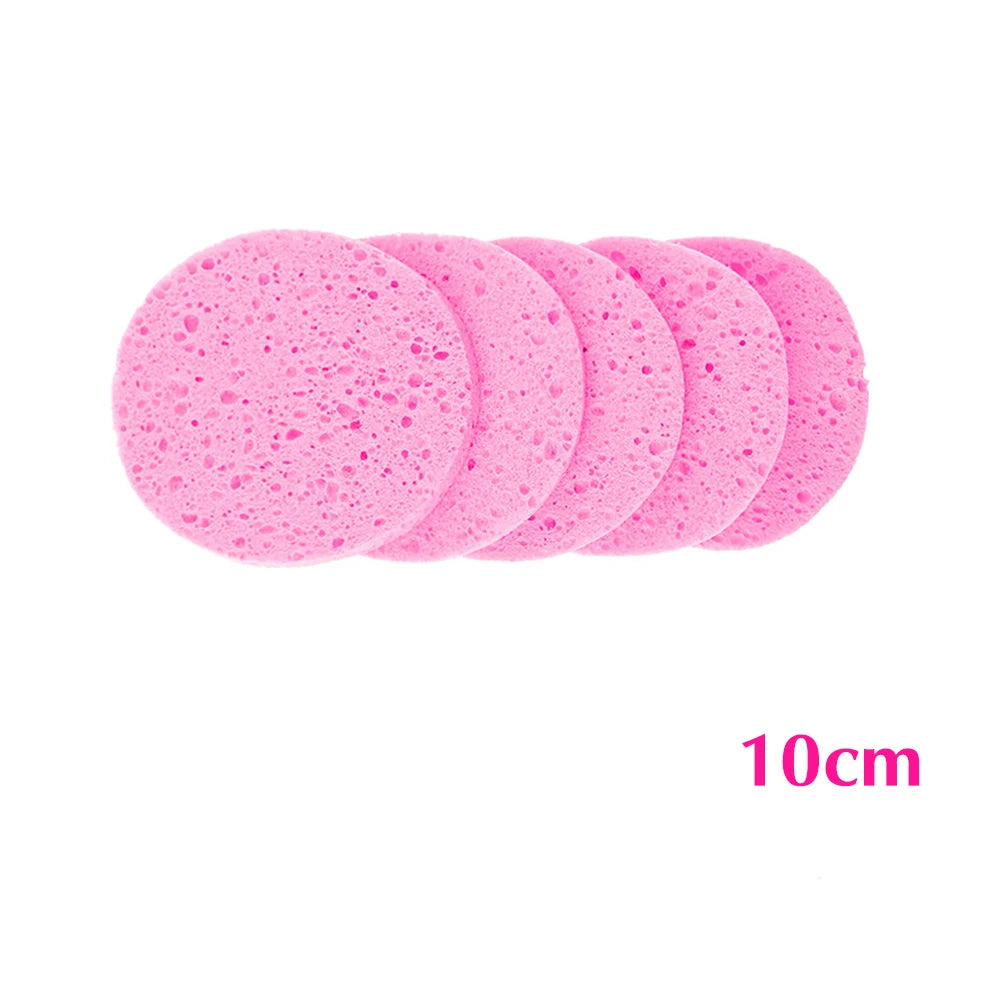 5Pcs Cleansing Sponge Cellulose Compress Puff Wood Pulp Exfoliator Soft Face Wash Pad Cleanup Skin Care Makeup Tool 6/7/8/9/10cm
