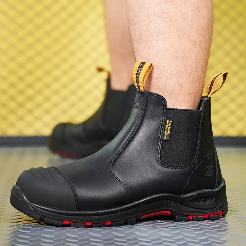 Men's High Quality Genuine Leather Working Shoes PU Mesh Insole Waterproof Safety Features for Spring Summer Winter Autumn