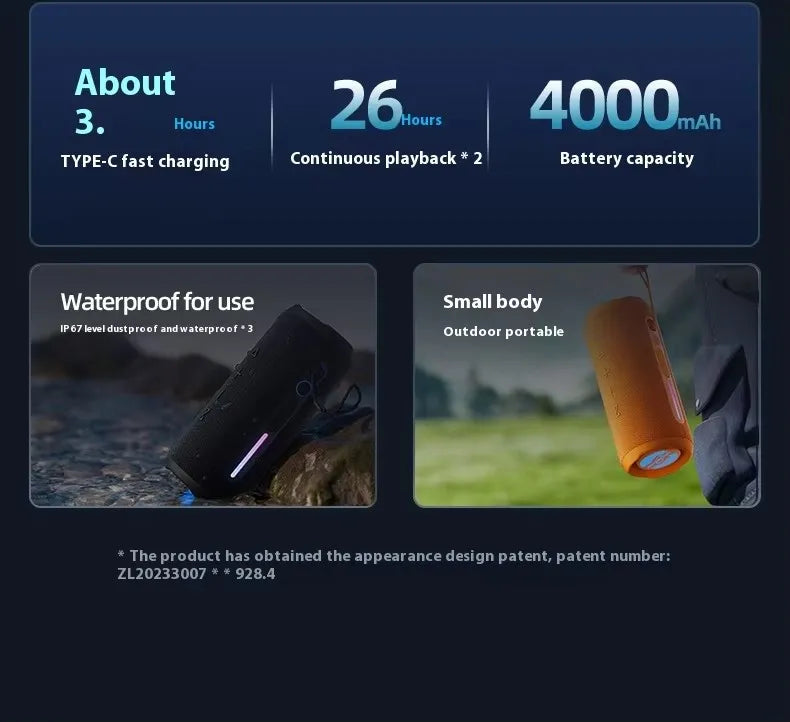 M6 Portable for Blue  Tooth Subwoofer Speaker 30W High Quality Mini Wireless Home Party RGB LED IP67 Waterproof Dustproof AUX