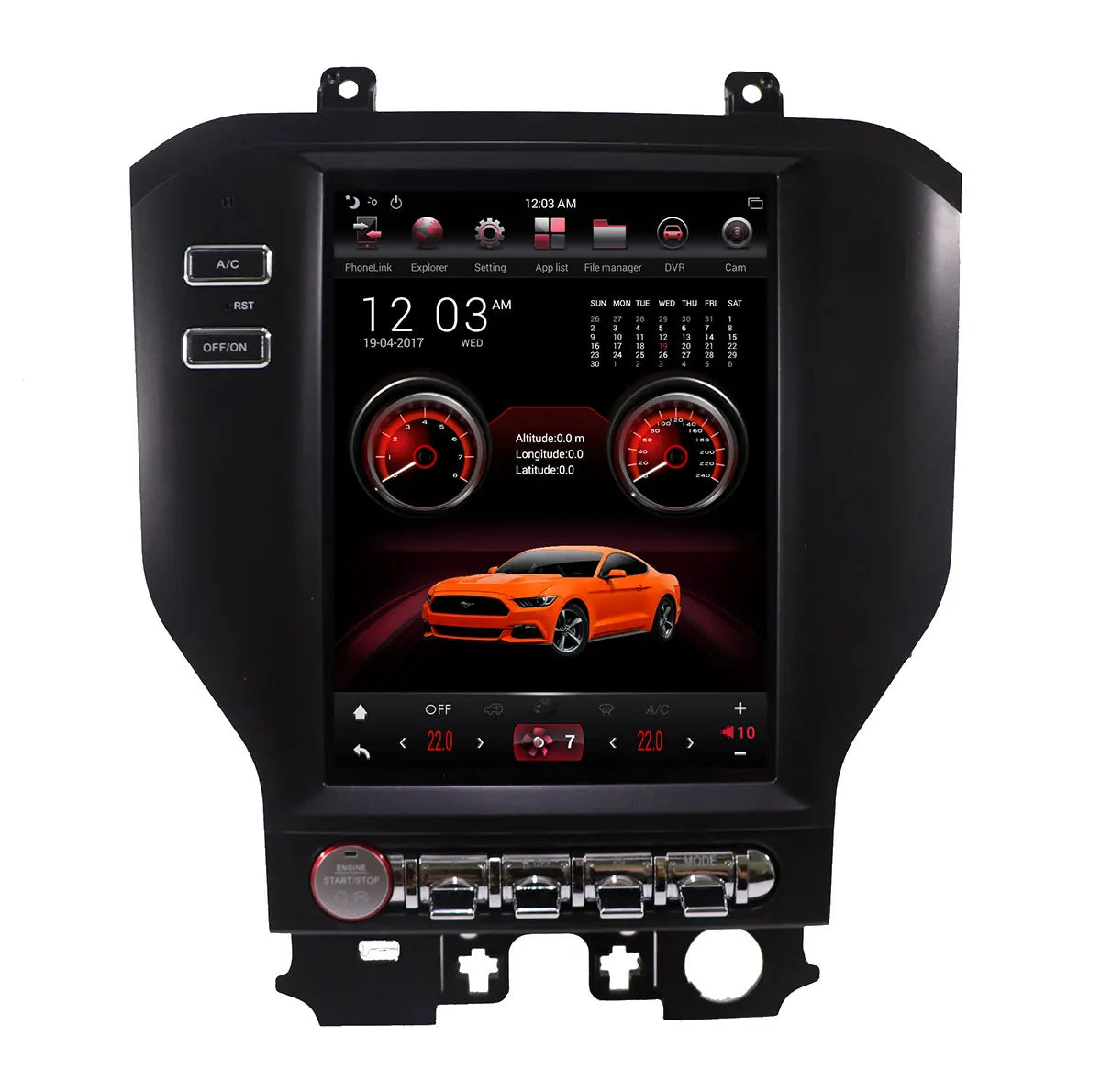 Car Screen 10.4 Inch Android 9 Portable DVD Player Car Stereo Single Din for Ford Mustang 2014-2019 Car Radio Player