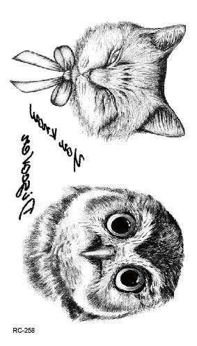 Waterproof 100 Different Cat Dog Deer Tattoo Designs for Women Men Body Art Colorful Black Fake Arm Hands Animal Tattoo Stickers