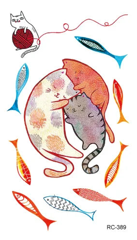 Waterproof 100 Different Cat Dog Deer Tattoo Designs for Women Men Body Art Colorful Black Fake Arm Hands Animal Tattoo Stickers