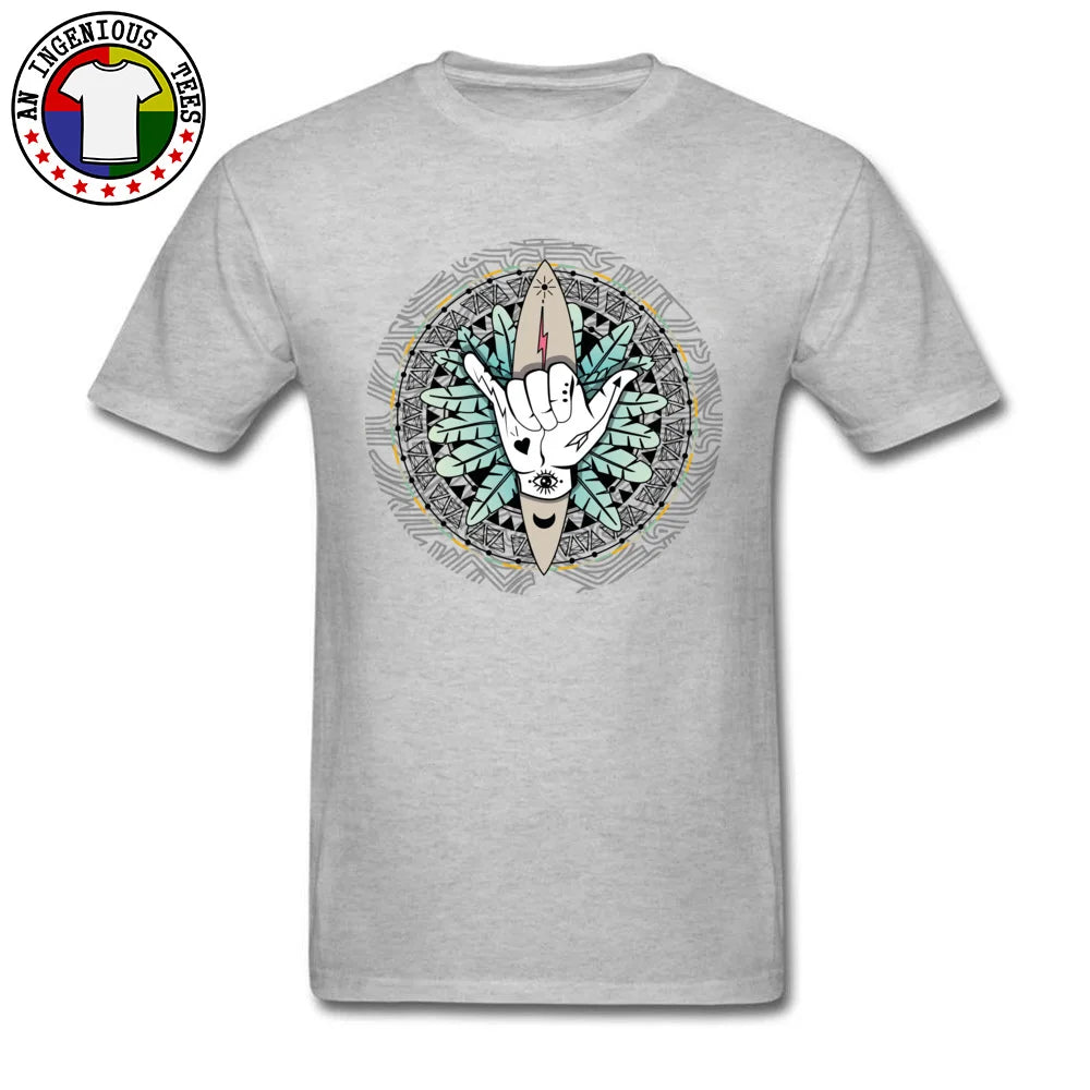 Adult Tops & Tees Hang Loose Boho Surfer Art Mens T Shirt Thanksgiving Day 100% Cotton Crew Neck Men's Top T-shirts Oversized