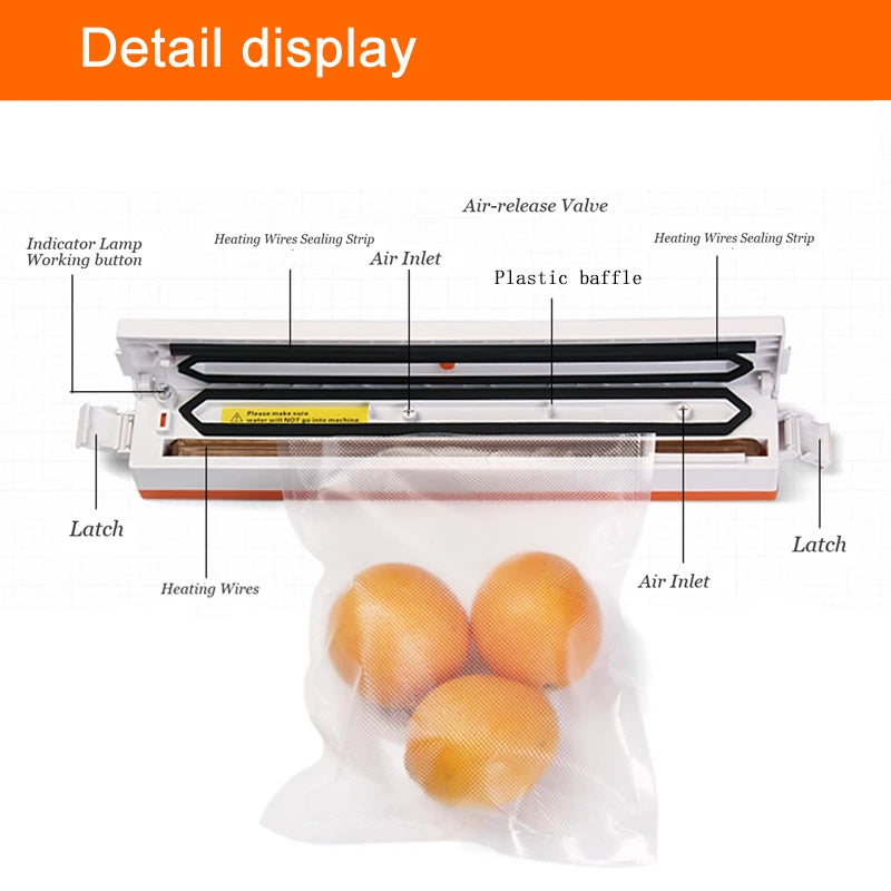 SaengQ Vacuum Sealer Packaging Machine Including 15pcs For Home Kitchen  Food Saver Bags Commercial Vacuum Food Sealing