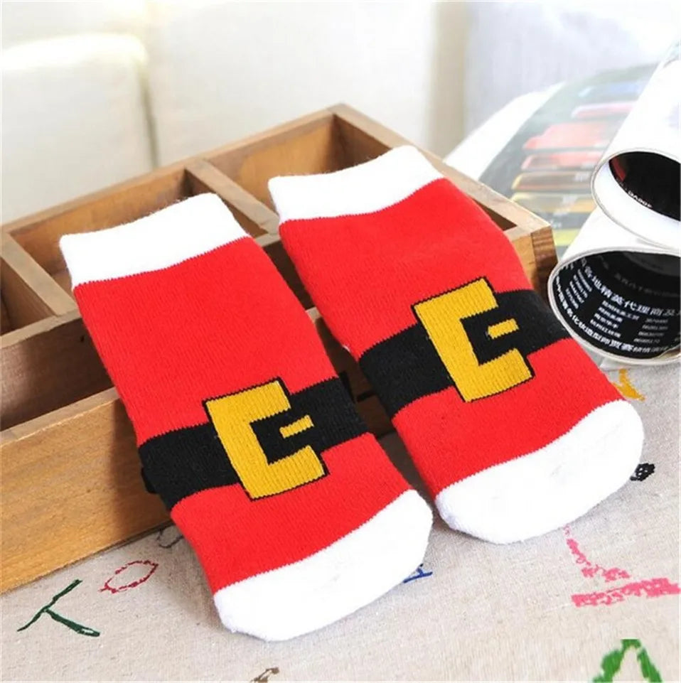 1 Pair Cotton Spring Winter Autumn Baby Girls Boys Kids Socks Children Striped Terry Snowflake Elk Santa Claus Christmas Bear
