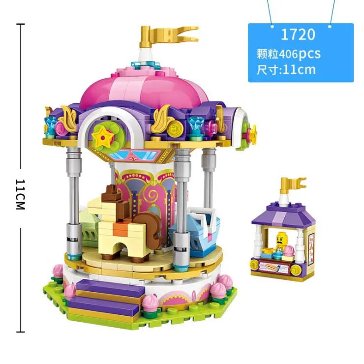 LOZ MOC Mini Blocks Amusement Park Building Bricks Game Machine Model Corsair Sky Wheel Toys For Children Gift Girl Present 1721