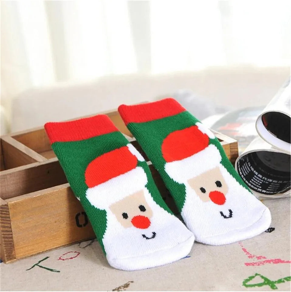 1 Pair Cotton Spring Winter Autumn Baby Girls Boys Kids Socks Children Striped Terry Snowflake Elk Santa Claus Christmas Bear