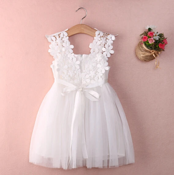 New XMAS Baby Girls Party Lace Tulle Flower Gown Fancy Dridesmaid Dress Sundress Girls Thanksgiving Dress