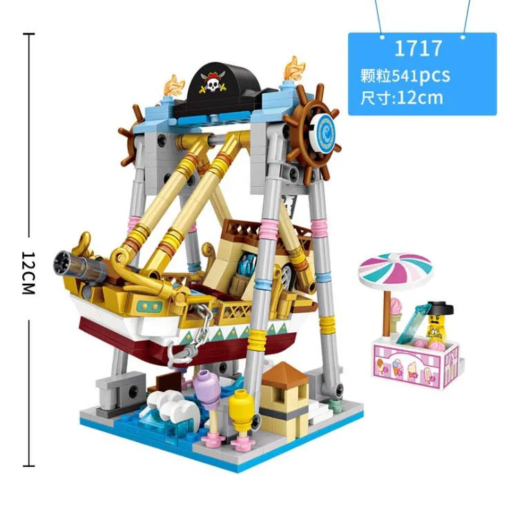 LOZ MOC Mini Blocks Amusement Park Building Bricks Game Machine Model Corsair Sky Wheel Toys For Children Gift Girl Present 1721