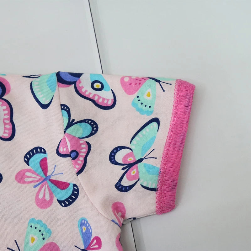 2023 Little Q Newborn Summer Bodysuits Baby Short Sleeve O Neck Clothes 2 pcs/lot Button Suits Pure Cotton Clothing