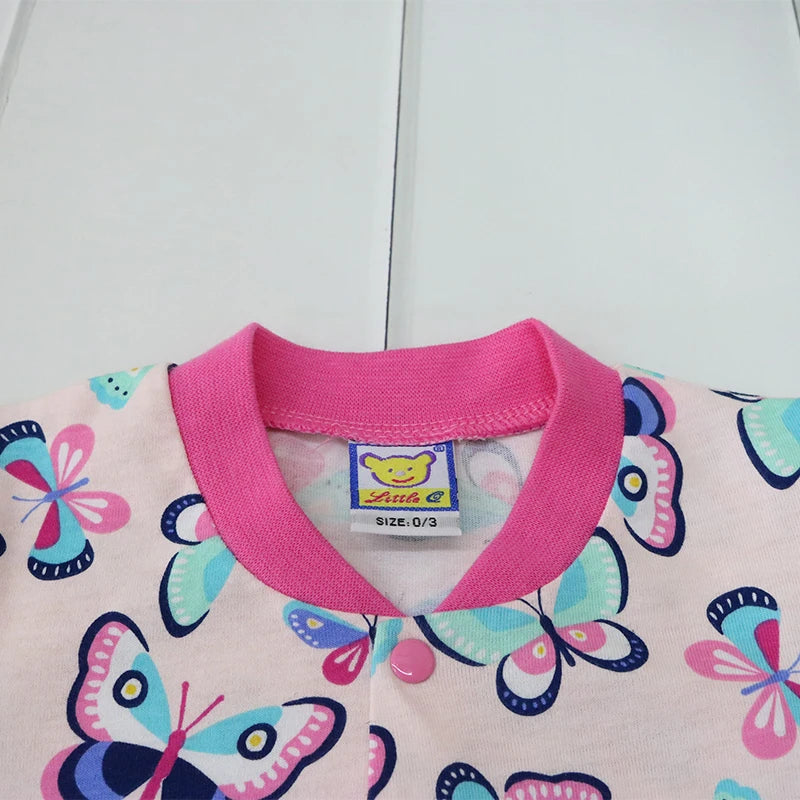 2023 Little Q Newborn Summer Bodysuits Baby Short Sleeve O Neck Clothes 2 pcs/lot Button Suits Pure Cotton Clothing