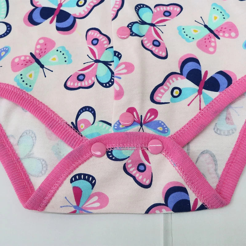 2023 Little Q Newborn Summer Bodysuits Baby Short Sleeve O Neck Clothes 2 pcs/lot Button Suits Pure Cotton Clothing