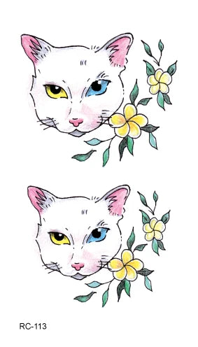 Waterproof 100 Different Cat Dog Deer Tattoo Designs for Women Men Body Art Colorful Black Fake Arm Hands Animal Tattoo Stickers