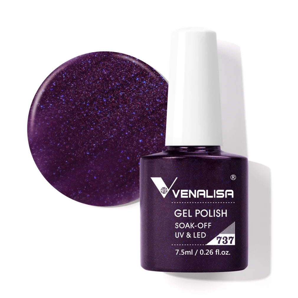VENALISA Nail Gel Polish Full Coverage Holographic Camouflage Nail Varnish Manicure Lacquer Polish Soak Off UV LED Lacquer 7.5ML