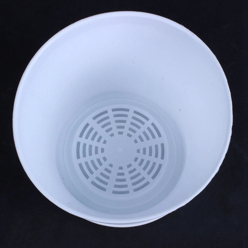 Plastic Plant Flower Pot Planter With Saucer Tray Round Gloss Home Garden Decor, White Upper Caliber -, 17cm / 6.69"