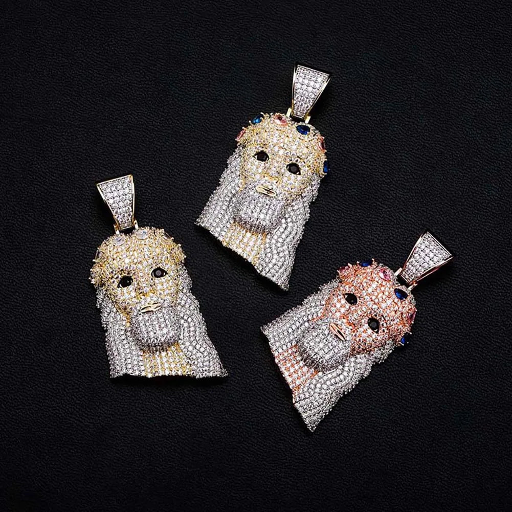 TOPGRILLZ Hip Hop Jesus Pendant Necklace High Quality Copper Gold Plated Iced Out Micro Pave Cubic Zirconia Punk Style Jewelry