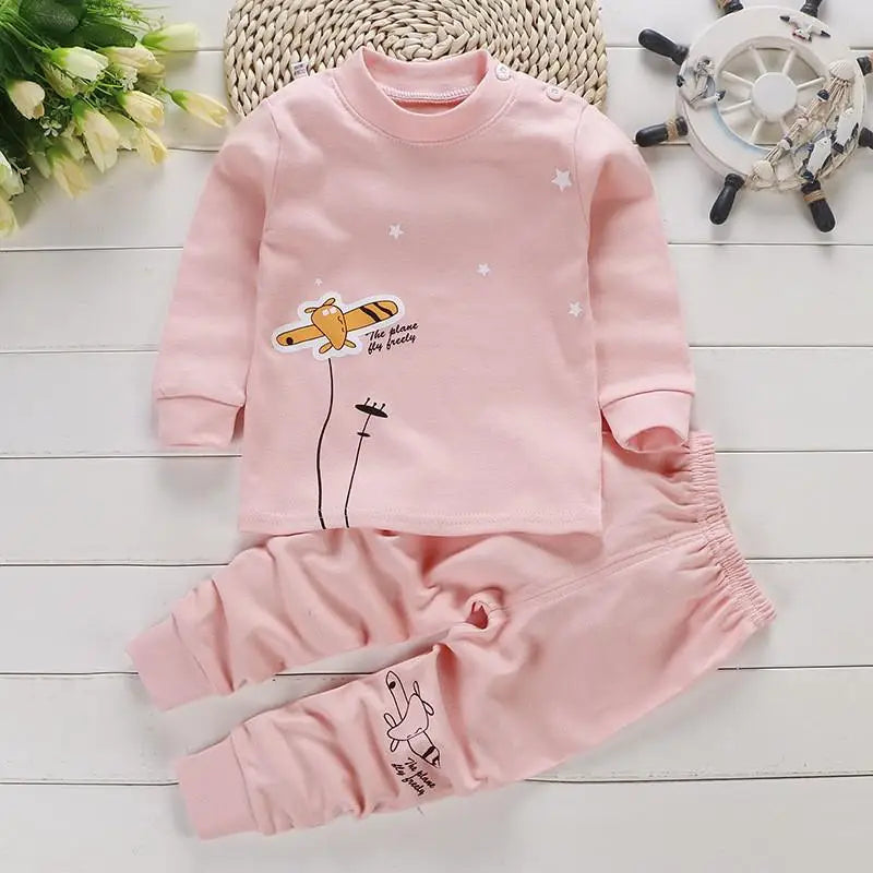 Fall Baby Unisex Clothes 2021 New Children Pure Cotton Underwear Set Printed Cartoon Baby Outfits Leisure Wear Infantil Suits