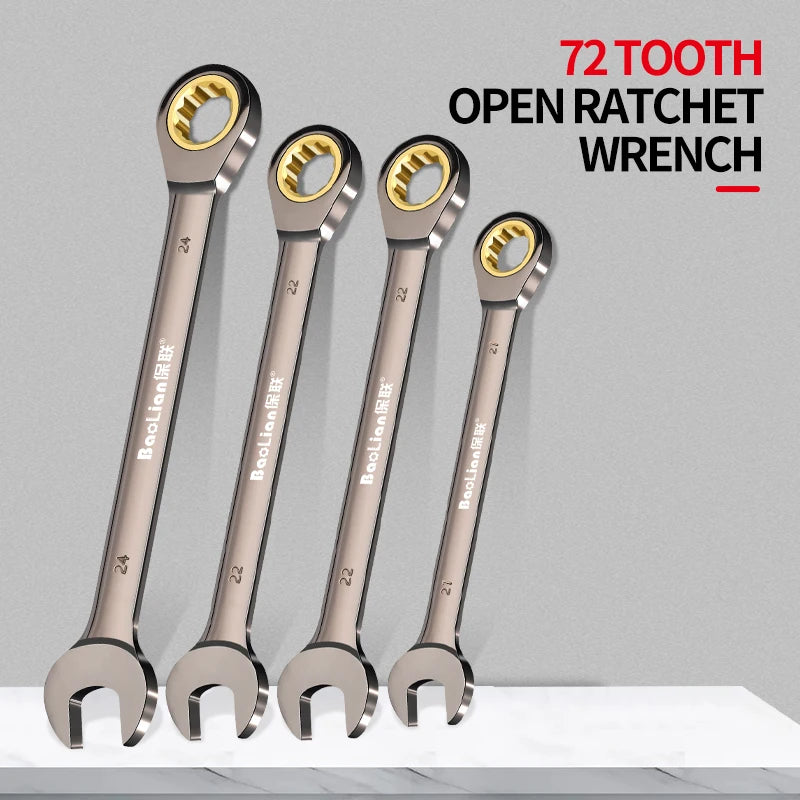 Open End Metric Combination Spanner Set Ratchet Wrench for Car Repair Hand Power Torque Tool with OEM Support CR-V Material Bags