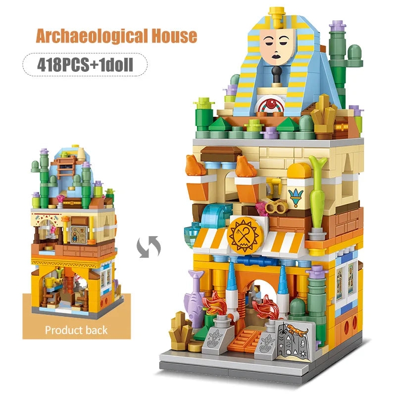 Mini City Street View Magic House Building Blocks Friends Figures Architecture Cottage Bricks Toys For Children Gifts