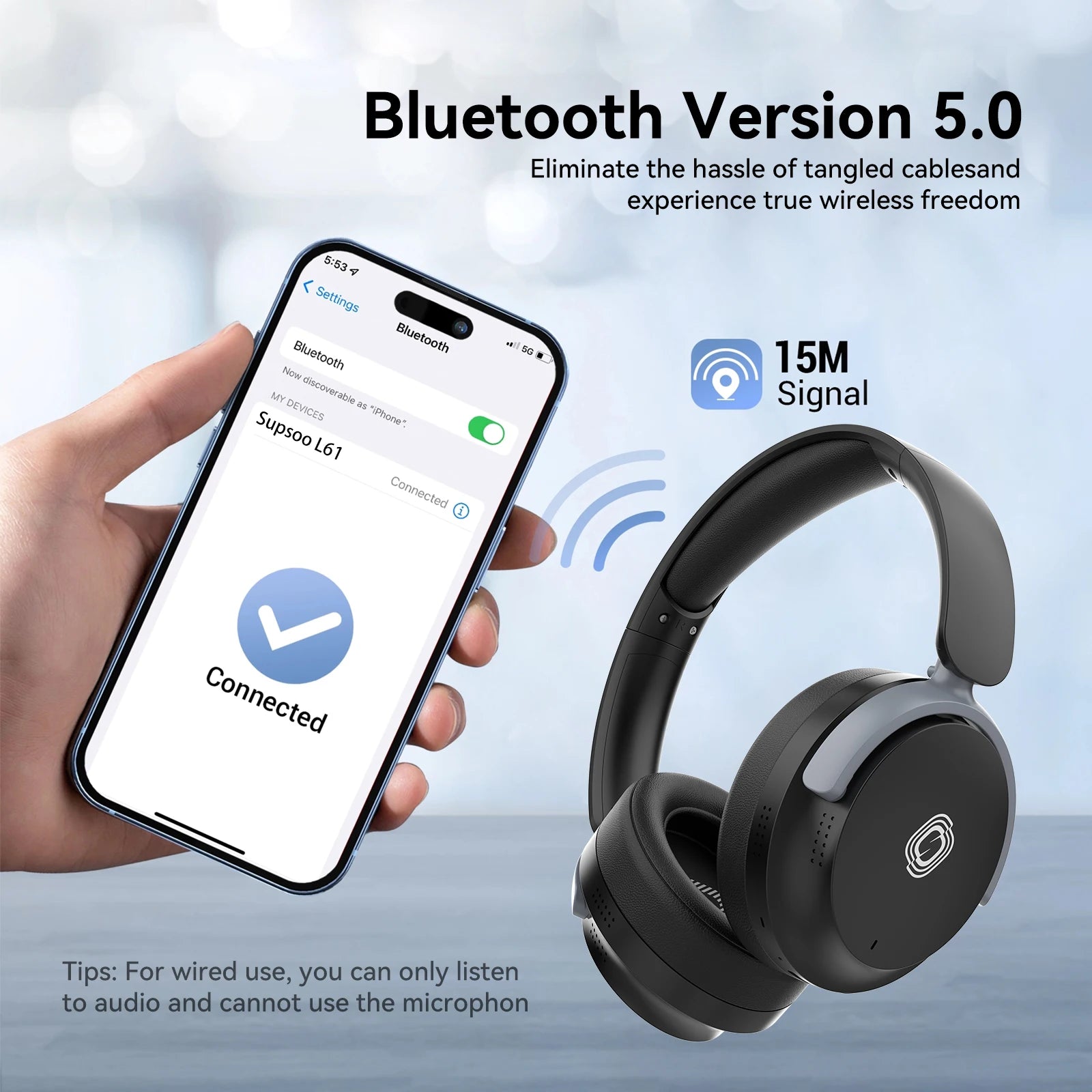 SADES Unbktom Foldable Hifi Stereo Anc Enc Noise Cancel Wireless Over Ear Headphones Bluetooth Headset With Adjustable Headband