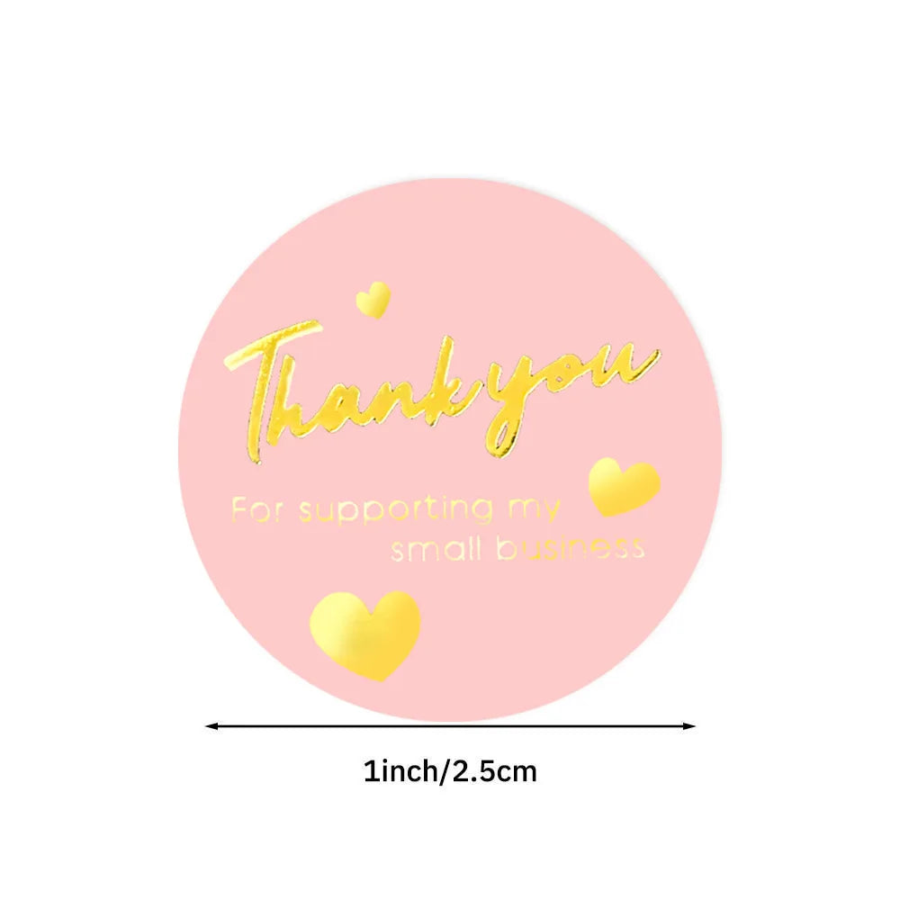 100-500pcs Thank You for Supporting My Small Business Stickers Thank You Stickers Labels Seals Kraft Pink Black Labels For Shop
