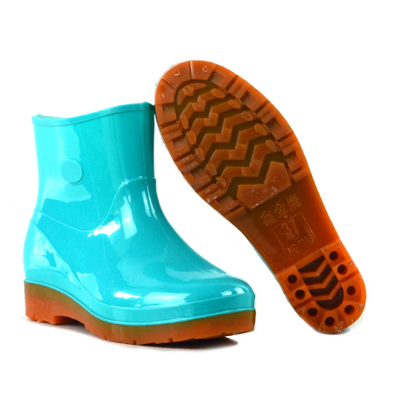 UP Fashion Women Rain Boots Anti slip Wear Resistant Low Tube Rain Boots Working Shoes Wellington
