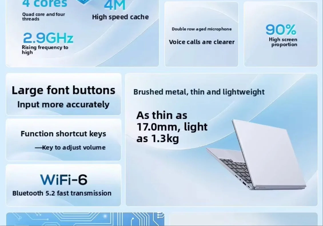 High Configuration 14 Inch Win 10 Laptops New N5095 2.90Ghz 6GB RAM 512GB ROM Notbook Pc Portable Laptop Gaming Computer