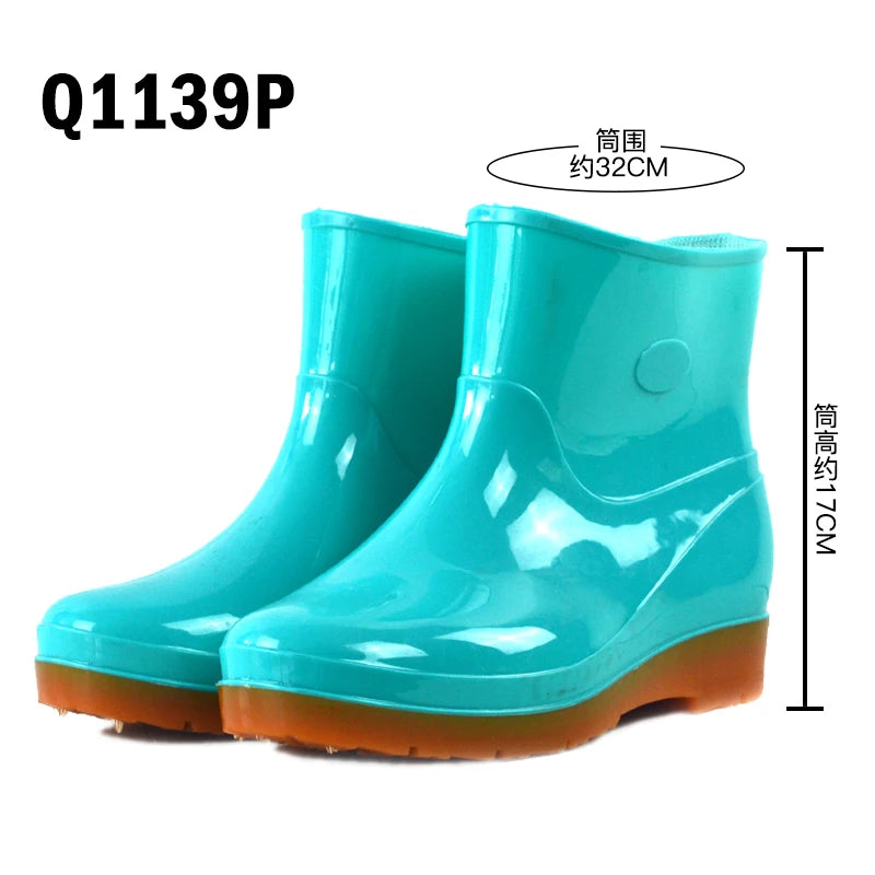 UP Fashion Women Rain Boots Anti slip Wear Resistant Low Tube Rain Boots Working Shoes Wellington