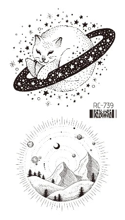 Waterproof 100 Different Cat Dog Deer Tattoo Designs for Women Men Body Art Colorful Black Fake Arm Hands Animal Tattoo Stickers