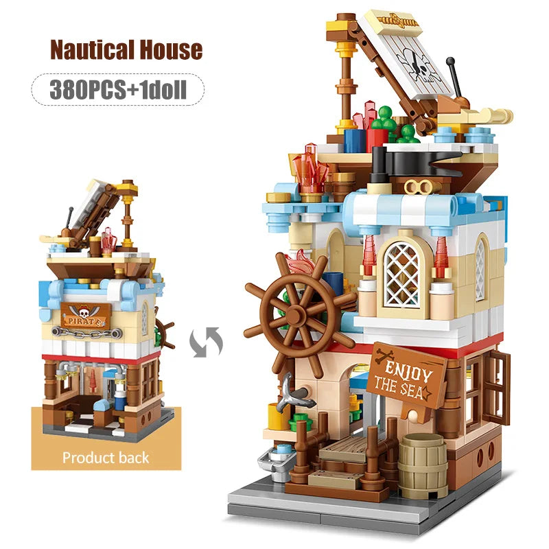 Mini City Street View Magic House Building Blocks Friends Figures Architecture Cottage Bricks Toys For Children Gifts
