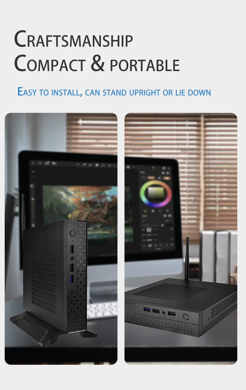 Professional Industrial Gaming Mini PC Portable Home Pocket Size Computer with AU/US Plugs New Condition for Home & Office Use