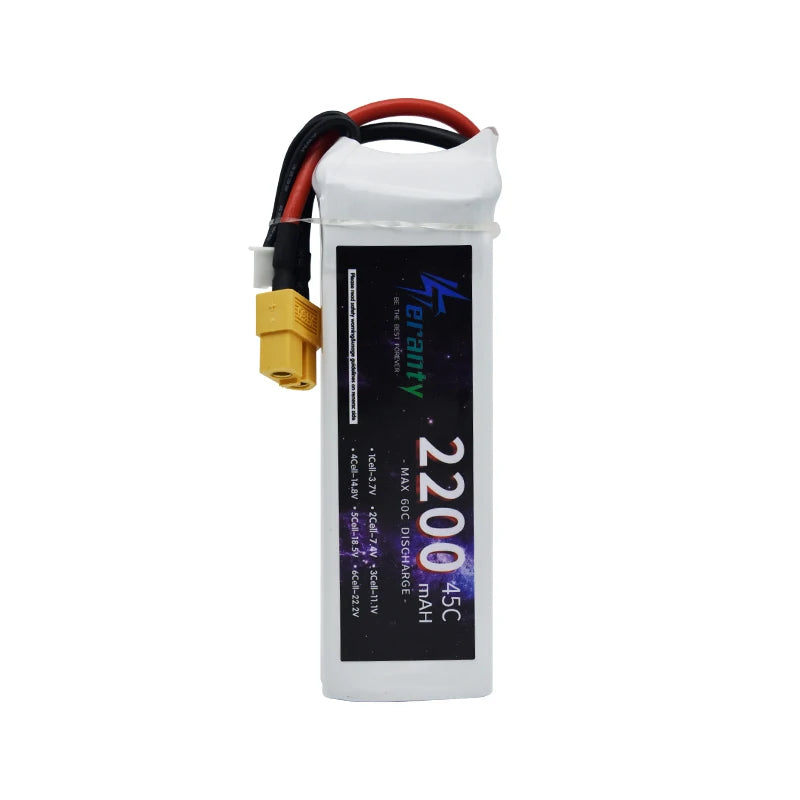 7.4V 11.1V 14.8V 22.2V Lipo Battery 2200mAh 45C With T/XT60 Connector for RC Aircraft Model Lithium Battery FPV Drone Car Parts