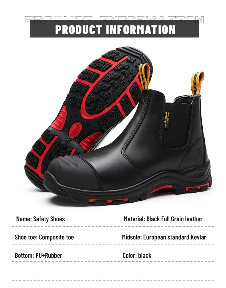 Men's High Quality Genuine Leather Working Shoes PU Mesh Insole Waterproof Safety Features for Spring Summer Winter Autumn