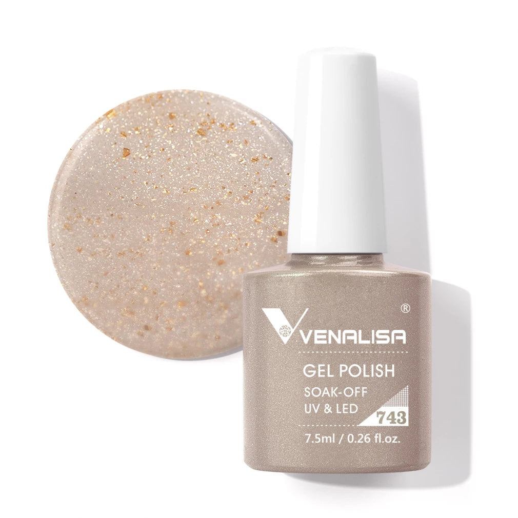 VENALISA Nail Gel Polish Full Coverage Holographic Camouflage Nail Varnish Manicure Lacquer Polish Soak Off UV LED Lacquer 7.5ML