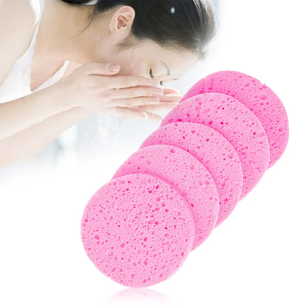 5Pcs Cleansing Sponge Cellulose Compress Puff Wood Pulp Exfoliator Soft Face Wash Pad Cleanup Skin Care Makeup Tool 6/7/8/9/10cm