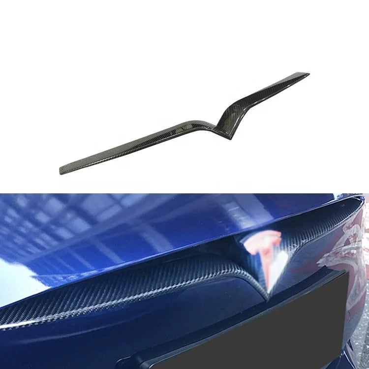 Easy Installation Rear Front Bumper Lip Bright Strip Upgrade Carbon Fiber Mesh Grid Trim Model S 14-21 New Car Parts Replace Old