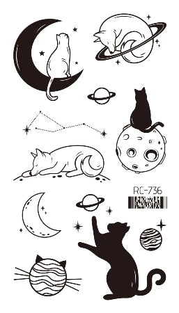 Waterproof 100 Different Cat Dog Deer Tattoo Designs for Women Men Body Art Colorful Black Fake Arm Hands Animal Tattoo Stickers