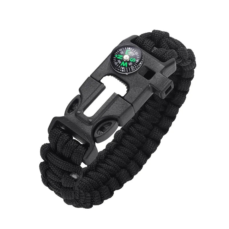 Umbrella Rope Bracelet Life-saving Bracelet Steel Loud Whistle Compass Mini Saw for Hiking Camping Exploration Emergency Tools